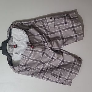 Checkered Cargo shorts, Size 34, colored gray